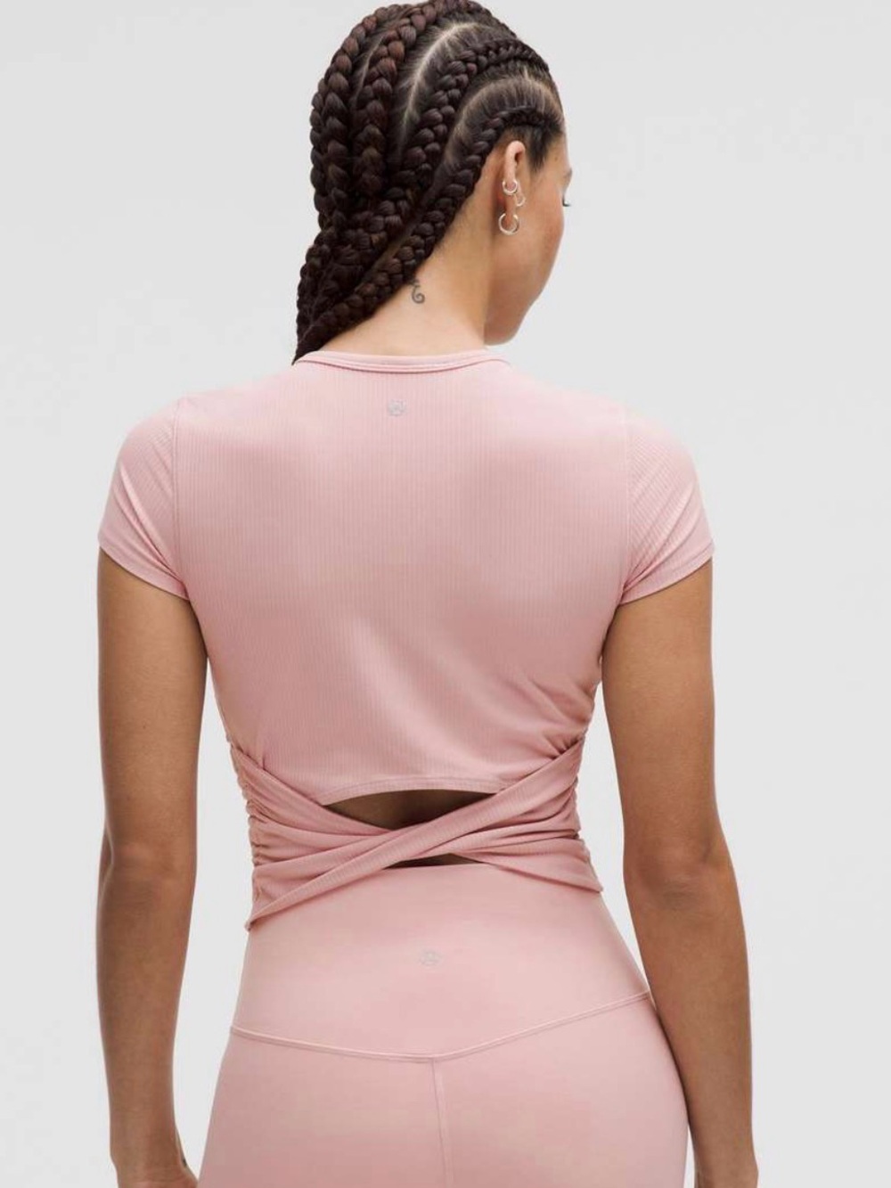 All It Takes Back-Twist Ribbed Short Sleeve Shirt